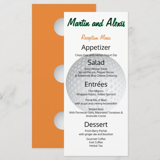 Geweldige receptie, Fabulous Ball Golfer-menu Menu (Voorkant / Achterkant)