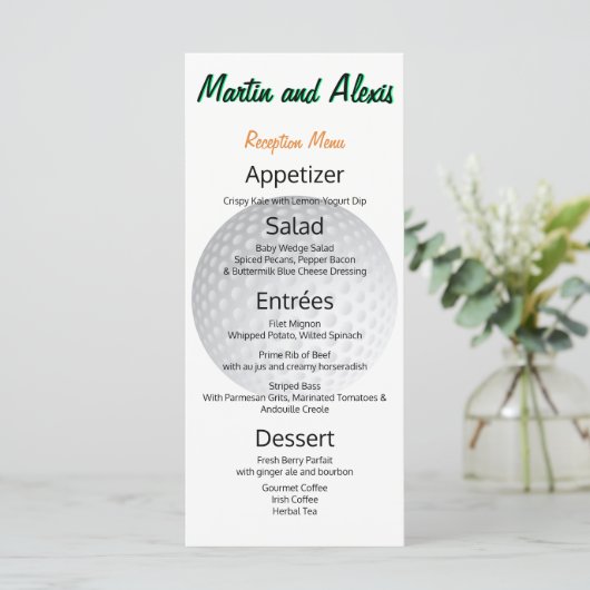 Geweldige receptie, Fabulous Ball Golfer-menu Menu (Staand voorkant)