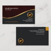 Geweldige Red Grunge Faux Gold Wave CEO Architect Visitekaartje (Voorkant / Achterkant)