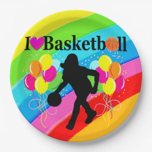 GEWELDIGE REGENBOOG IK HOU VAN BASKETBALPAPIER BOR PAPIEREN BORDJE
