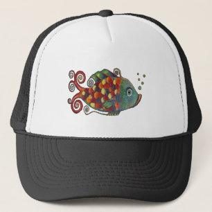 Geweldige regenboog Whimsical Fish Artsy Hippie Co Trucker Pet