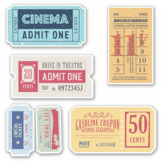 Geweldige Retro Theater-tickets Sticker (Voorkant)