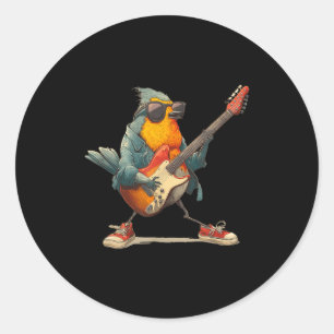 Geweldige Robin Bird Met Elektrische Gitaar Voor J Ronde Sticker