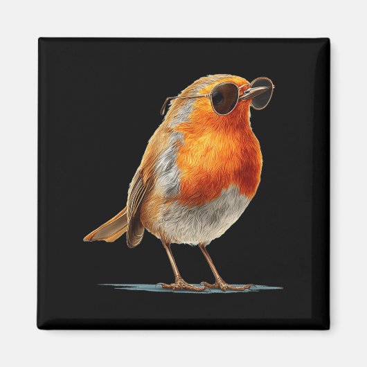 Geweldige Robin-vogel met bril en veren Magneet (Voorkant)