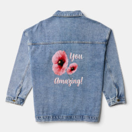 Geweldige Rode Bloemige Dames- Denim Jacket