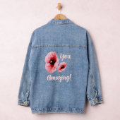 Geweldige Rode Bloemige Dames- Denim Jacket (Hangar)