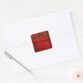 Geweldige rode, dunne kerst vierkante sticker (Envelop)