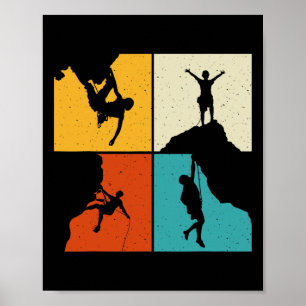 Geweldige rotsklimming Retro bergbeklimmer wandela Poster