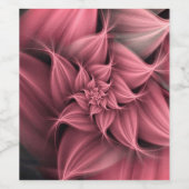Geweldige roze Bloem Fractal Wijn Etiket (Enkel label)