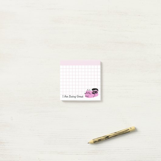 Geweldige Roze Doodlekat Post-it® Notes (Op bureau)