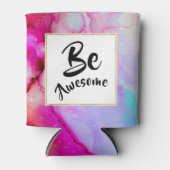 Geweldige roze en Turquoise Abstracte Waterverf Blikjeskoeler (Voorkant)