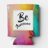 Geweldige roze en Turquoise Abstracte Waterverf Blikjeskoeler (Achterkant)