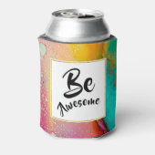 Geweldige roze en Turquoise Abstracte Waterverf Blikjeskoeler (Blikje Achterkant)