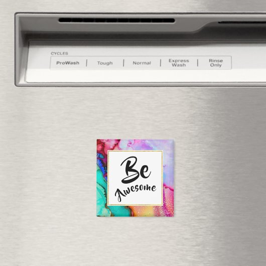 Geweldige roze en Turquoise Abstracte Waterverf Magneet (Insitu (Vaatwasser))