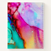 Geweldige roze en Turquoise Abstracte Waterverf Notitieboek (Achterkant)