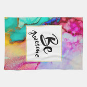 Geweldige roze en Turquoise Abstracte Waterverf Theedoek (Horizontaal)