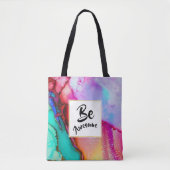 Geweldige roze en Turquoise Abstracte Waterverf Tote Bag (Voorkant)