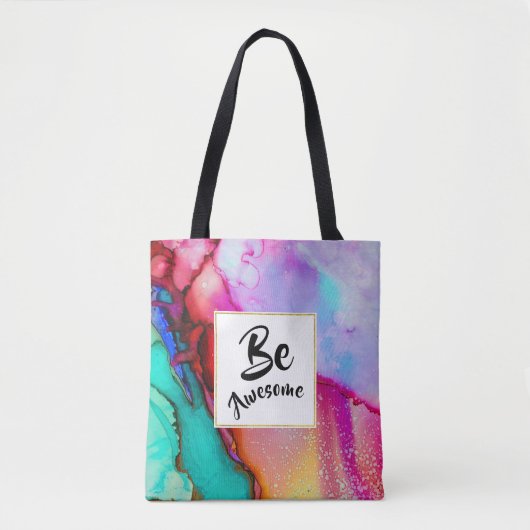 Geweldige roze en Turquoise Abstracte Waterverf Tote Bag (Voorkant)