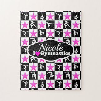 GEWELDIGE ROZE EN ZWARTE GYMNASTIEK ONTWERP LEGPUZZEL