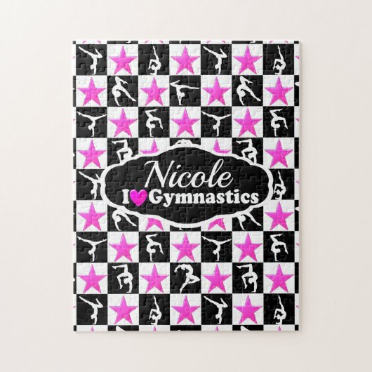 GEWELDIGE ROZE EN ZWARTE GYMNASTIEK ONTWERP LEGPUZZEL (Verticaal)