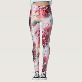 Geweldige Roze Roos Chrysanthemum Bloemen Leggings