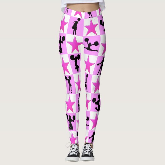 GEWELDIGE ROZE STER CHEERLEADERS LEGGINGS (Voorkant)