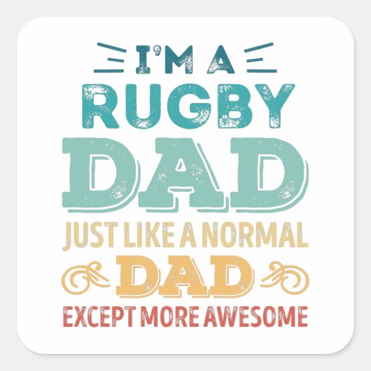 Geweldige Rugby Pap Fathers Day Funny Gift Vierkante Sticker (Voorkant)