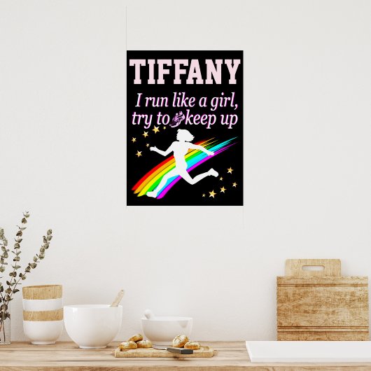 GEWELDIGE RUN ZOALS EEN MEISJE PERSONALISEERD POST POSTER (Keuken)