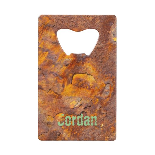 Geweldige Rusty Iron Aangepaste naam Creditkaart Flessenopener (Voorkant)