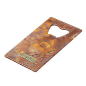 Geweldige Rusty Iron Aangepaste naam Creditkaart Flessenopener (Voorkant Gekanteld)