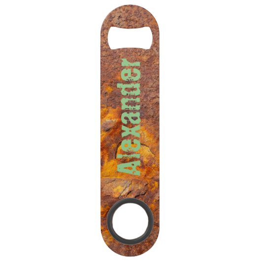 Geweldige Rusty Iron Aangepaste naam Speed Flessenopener (Voorkant)