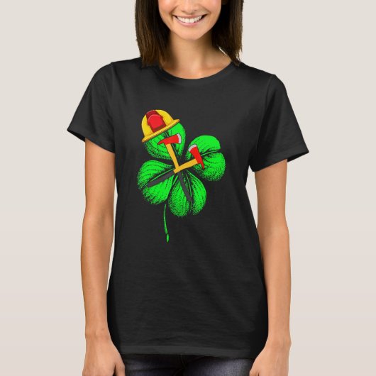 Geweldige Saint Patrick S Day Firefighter Shamrock T-shirt (Voorkant)