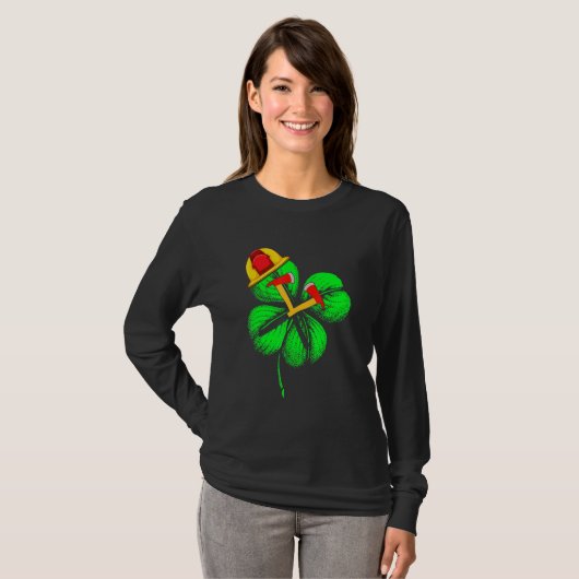 Geweldige Saint Patrick S Day Firefighter Shamrock T-shirt (Voorkant volledig)
