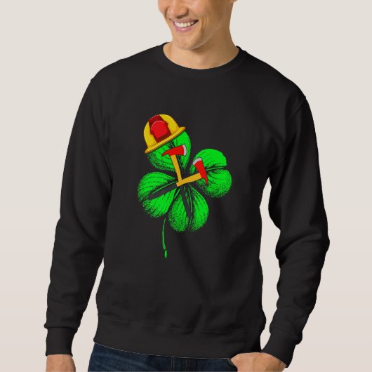 Geweldige Saint Patrick S Day Firefighter Shamrock Trui (Voorkant)