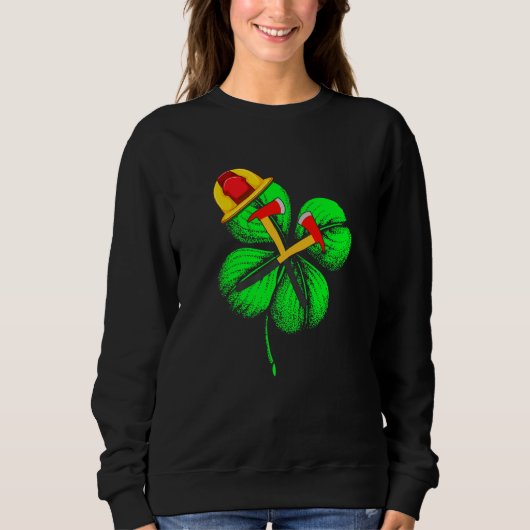 Geweldige Saint Patrick S Day Firefighter Shamrock Trui (Voorkant)