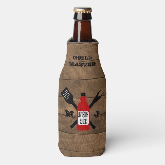 Geweldige Sauce Barn Wood gepersonaliseerd Flesjeskoeler (Fles Voorkant)