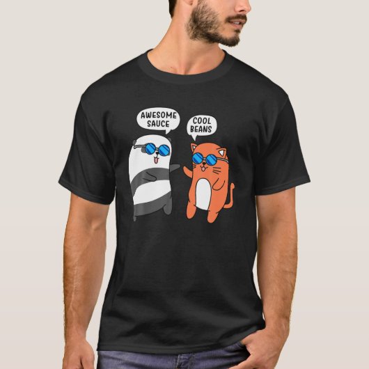 Geweldige sauce Cool Beans Cute Animals Panda Cat T-shirt (Voorkant)