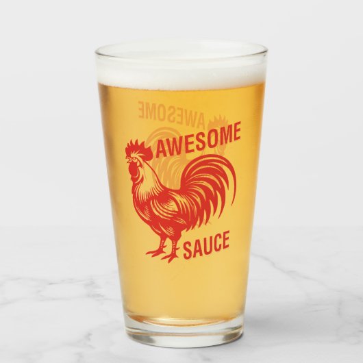 Geweldige saus Haan Grappig Glas (Voorkant gevuld)