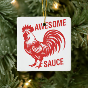 Geweldige saus Haan Grappig Keramisch Ornament
