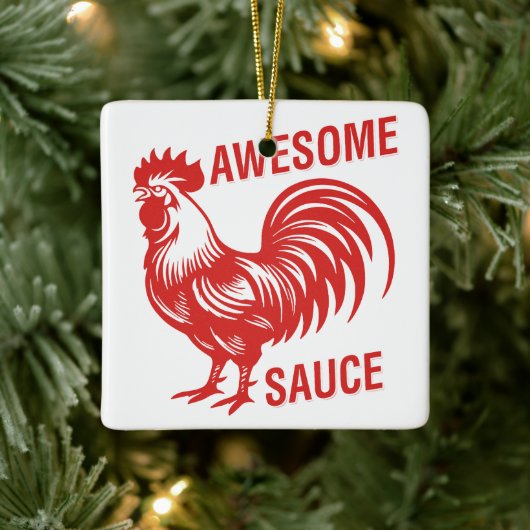 Geweldige saus Haan Grappig Keramisch Ornament (Boom)