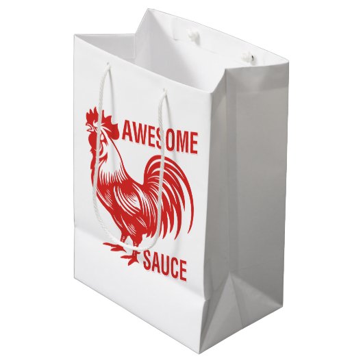 Geweldige saus Haan Grappig Medium Cadeauzakje (Voorkant Gekanteld)