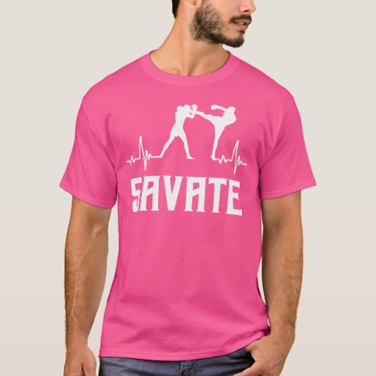Geweldige Savate Boxing Heartbeat Kick MMA Kickbox T-shirt (Voorkant)