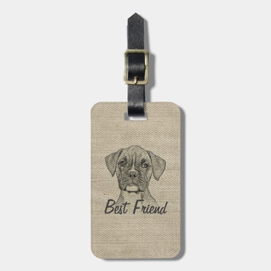 Geweldige schattige driekleppige bokshond bagagelabel (Voorkant verticaal)