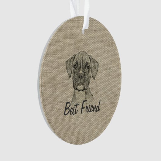 Geweldige schattige driekleppige bokshond ornament (voorkant)