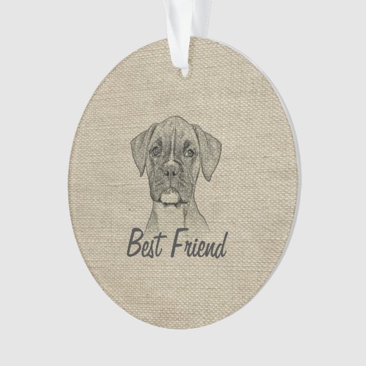 Geweldige schattige driekleppige bokshond ornament (voorkant)