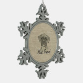 Geweldige schattige driekleppige bokshond tin sneeuwvlok ornament (Links)