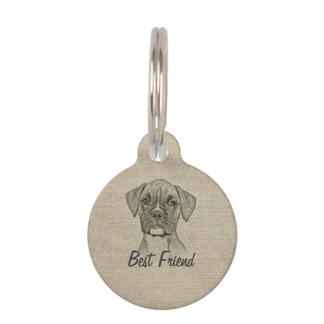 Geweldige schattige driekleppige buishond huisdierpenning (Voorkant)