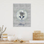 Geweldige schattige grappige zeezeilhond ahoy boxe poster (Keuken)