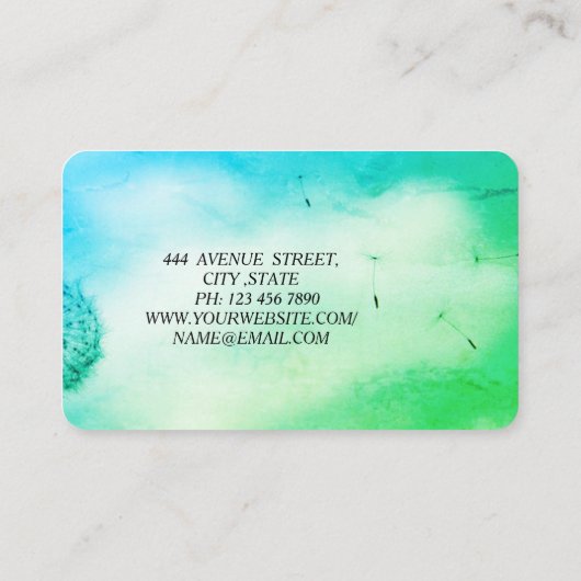 Geweldige Schattige Sweet Green Dandelion Visitekaartje (Achterkant)