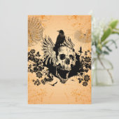 Geweldige schedel met vleugels en kraai kaart (Staand voorkant)